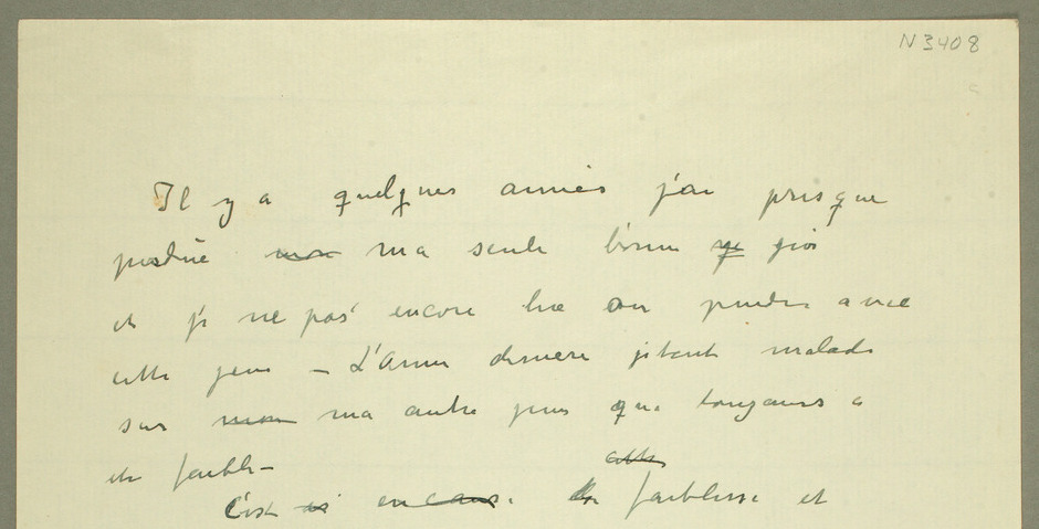 . MM N 3408. Brouillon de lettre, destinataire non connu.