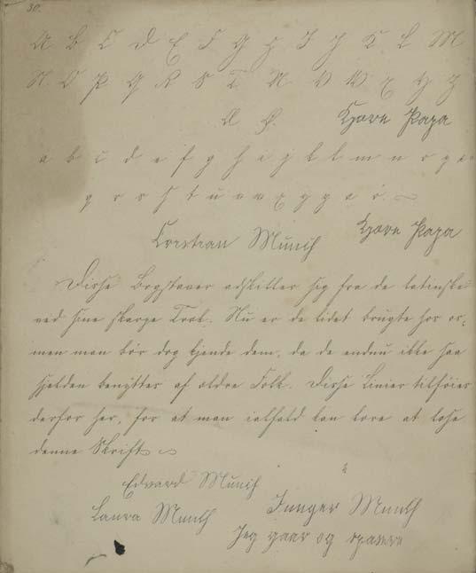 . ILL. 5. PAGE FROM ONE OF EDVARD MUNCH’S SCHOOL BOOKS SHOWING THE GOTHIC ALPHABET AND HANDWRITING, MM T 2809-30